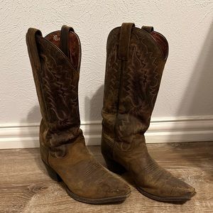 Dan Post 3464 Brown Snip Toe Embroidered Leather Western Cowgirl Boots Womens 7